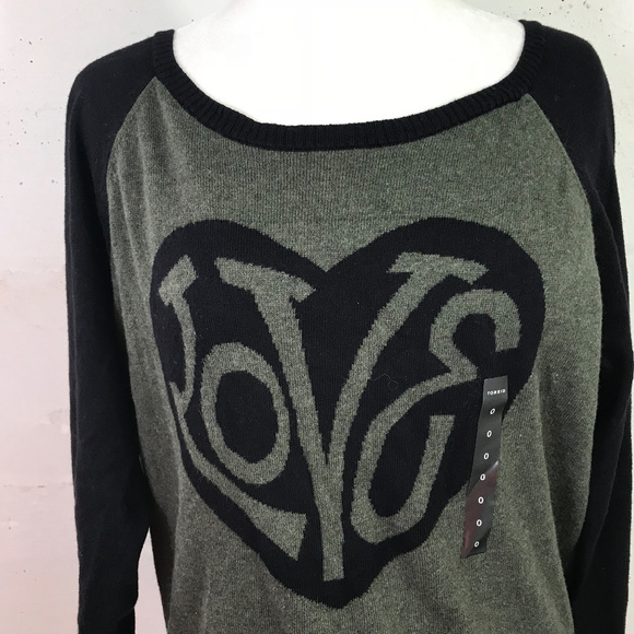 SOLD! Torrid Love Heart Sweater Moss Green Sz. 0X - Picture 5 of 8